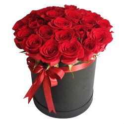 Коробочка из 25 красных роз Фридом №46
