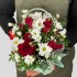 Корзинка №25 (Красные розы с белой хризантемой)