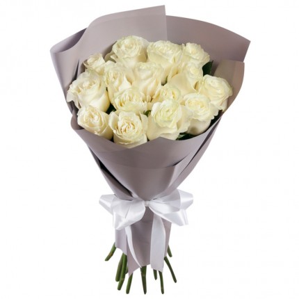 Букет из 15 белых роз Мондиаль в упаковке №191