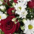 Корзинка №25 (Красные розы с белой хризантемой)