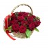 Корзинка №30 (25 красных роз Ред Наоми с зеленью)