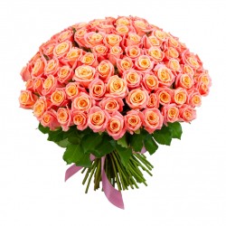Букет №220 (101 оранжево-розовая роза Мисс Пигги)