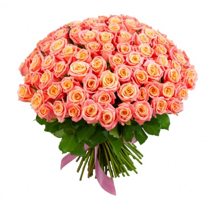 Букет №220 (101 оранжево-розовая роза Мисс Пигги)