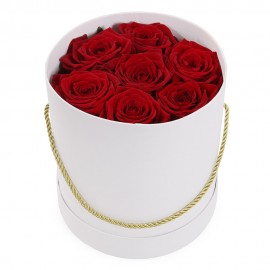 Коробочка из 7 красных роз Ред Наоми №1