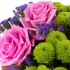 Букет из розовых роз, кустовой хризантемы и статицы №260