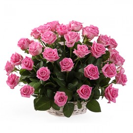 Корзина из 51 розовой розы Ревайвал №49