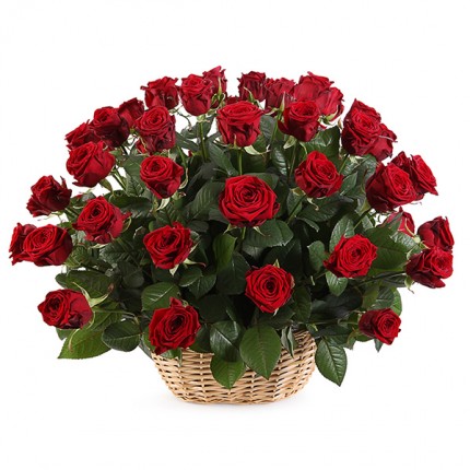 Корзина из 51 красной розы Ред Наоми №46