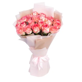 Букет из 25 бело-розовых роз Джумилия №242