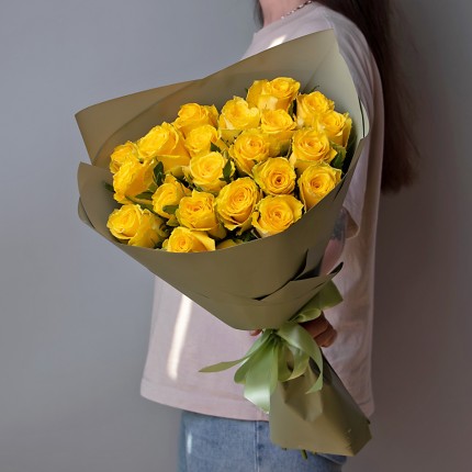 Букет из 25 желтой розы Пенни Лейн в упаковке №341
